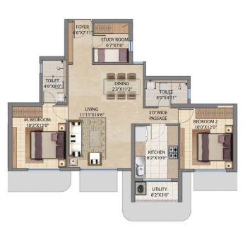 Bel Air Jogeshwari 3BHK Plan