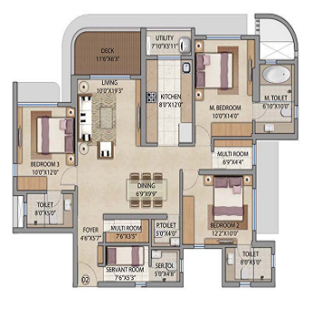 Bel Air Jogeshwari 3BHK Plan
